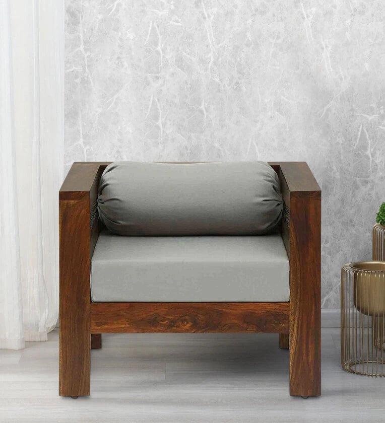 Sheesham Wood 1 Seater Sofa In Provincial Teak Finish - Ouch Cart