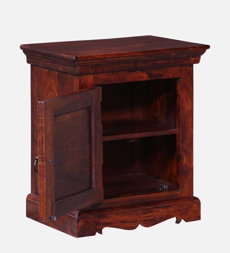 Sheesham Wood LHS Bedside Table in Scratch Resistant Honey Oak Finish - Ouch Cart