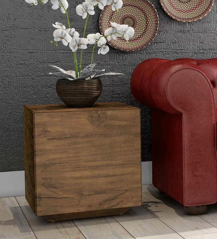 Bedside Table In Matte Brown Finish - Ouch Cart