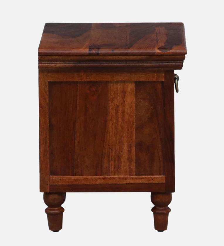 Sheesham Wood Night Stand in Scratch Resistant Honey Oak Finish - Ouch Cart