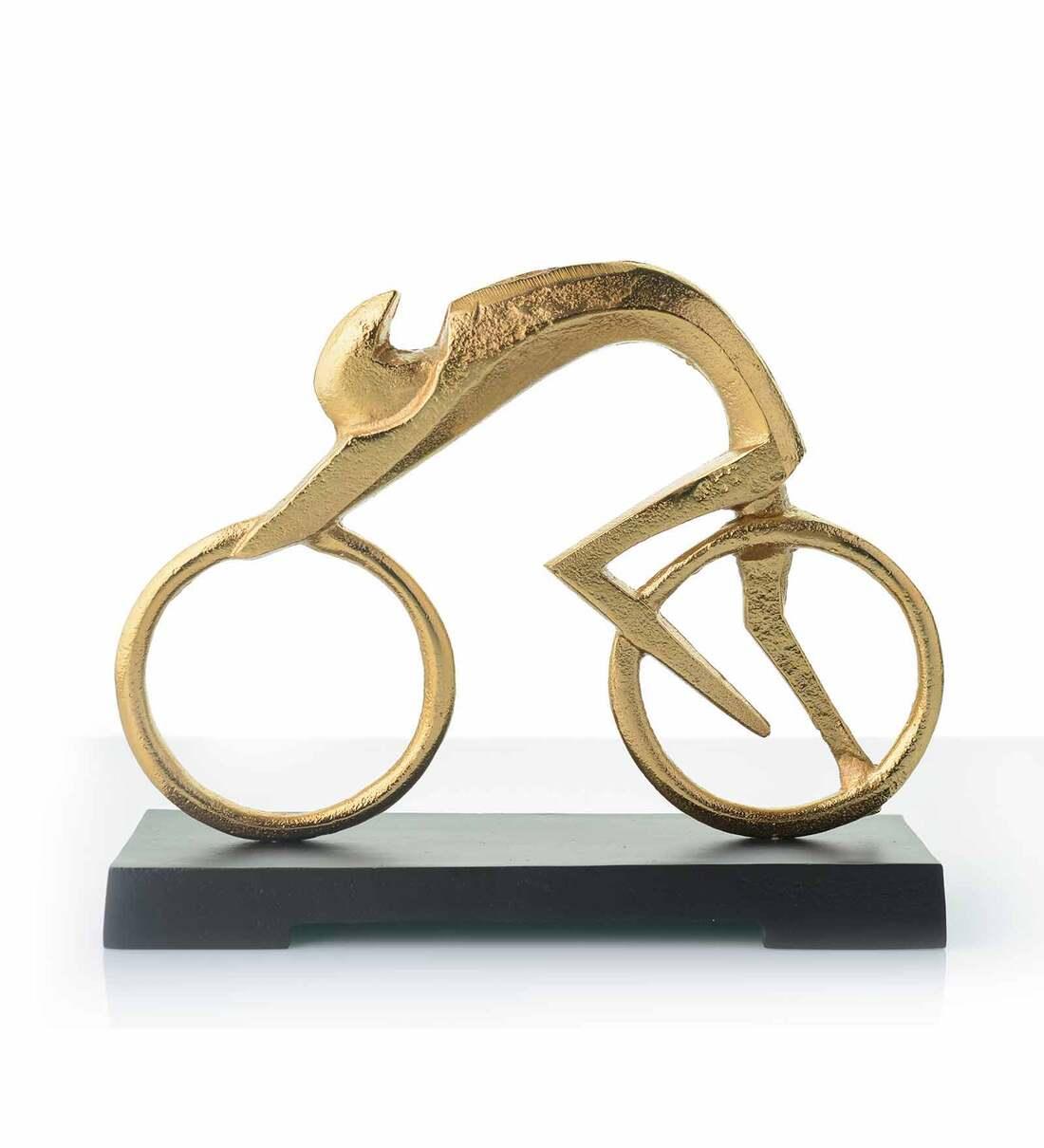 Golden Bicycle Man Aluminium Table Accent, - Ouch Cart