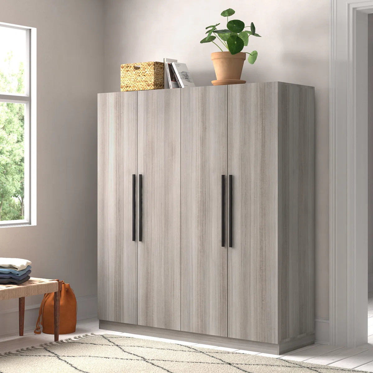Bernistine Armoire – Classic Solid Wood Wardrobe with Ample Storage and Timeless Style