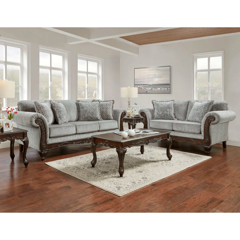 Halima Carved Wood Frame 5-piece Living Room Set