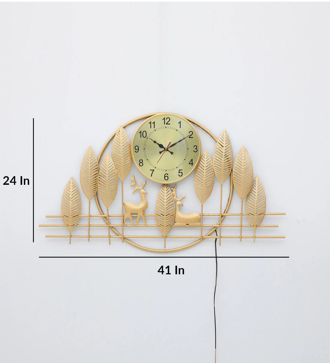 Handmade Gold Metal Deer Wall Hanging Clock,