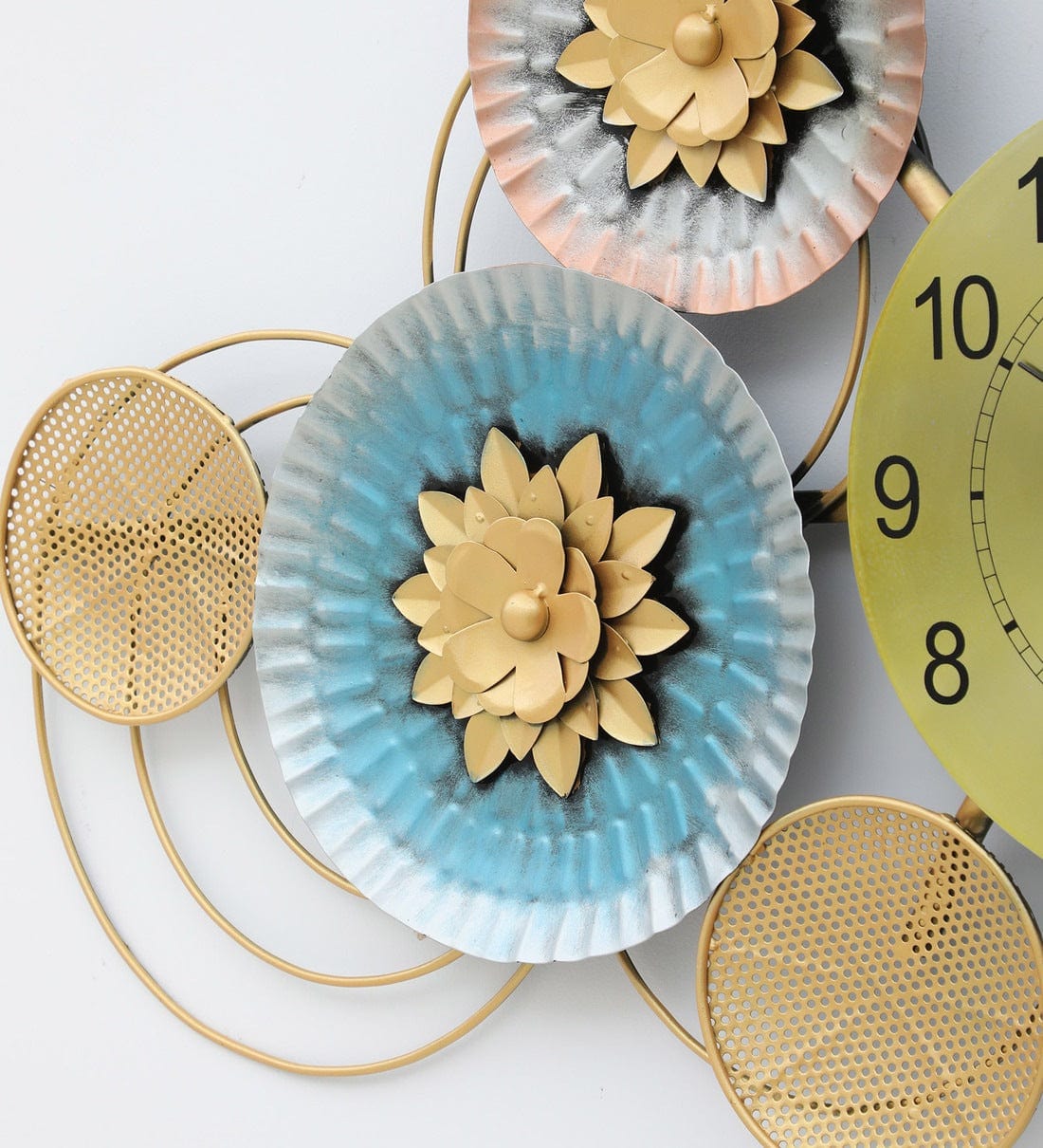 Handmade Multicolour Metal Wall Clock,