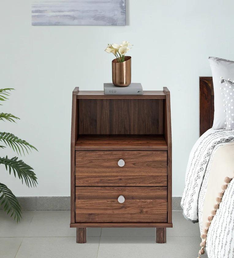 Bedside Table In Columbian Walnut Colour - Ouch Cart