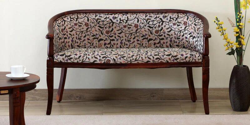 Sheesham Wood 2 Seater Sofa In Scratch Resistant Honey Oak Finish in Multicolor - Ouch Cart