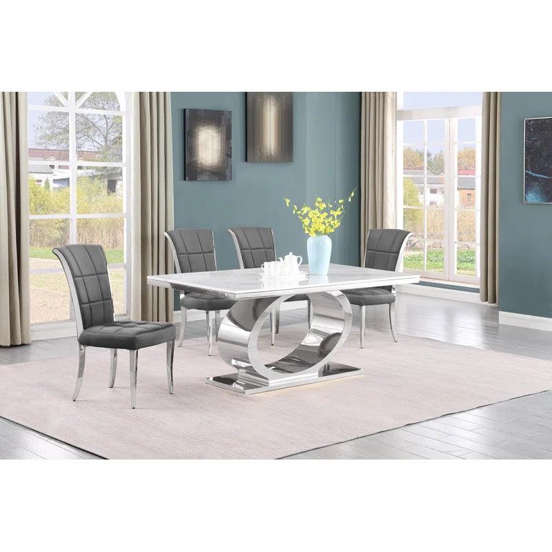 Marble Top Pedestal Dining Set - Ouch Cart