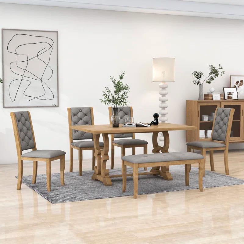 Unique-Designed Table, Upholstered Chairs and Bench - Ouch Cart