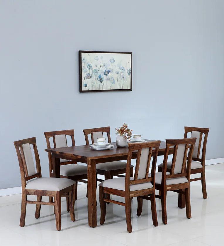Sheesham Six Seater Dining Set in Provincial Teak Finish - Ouch Cart