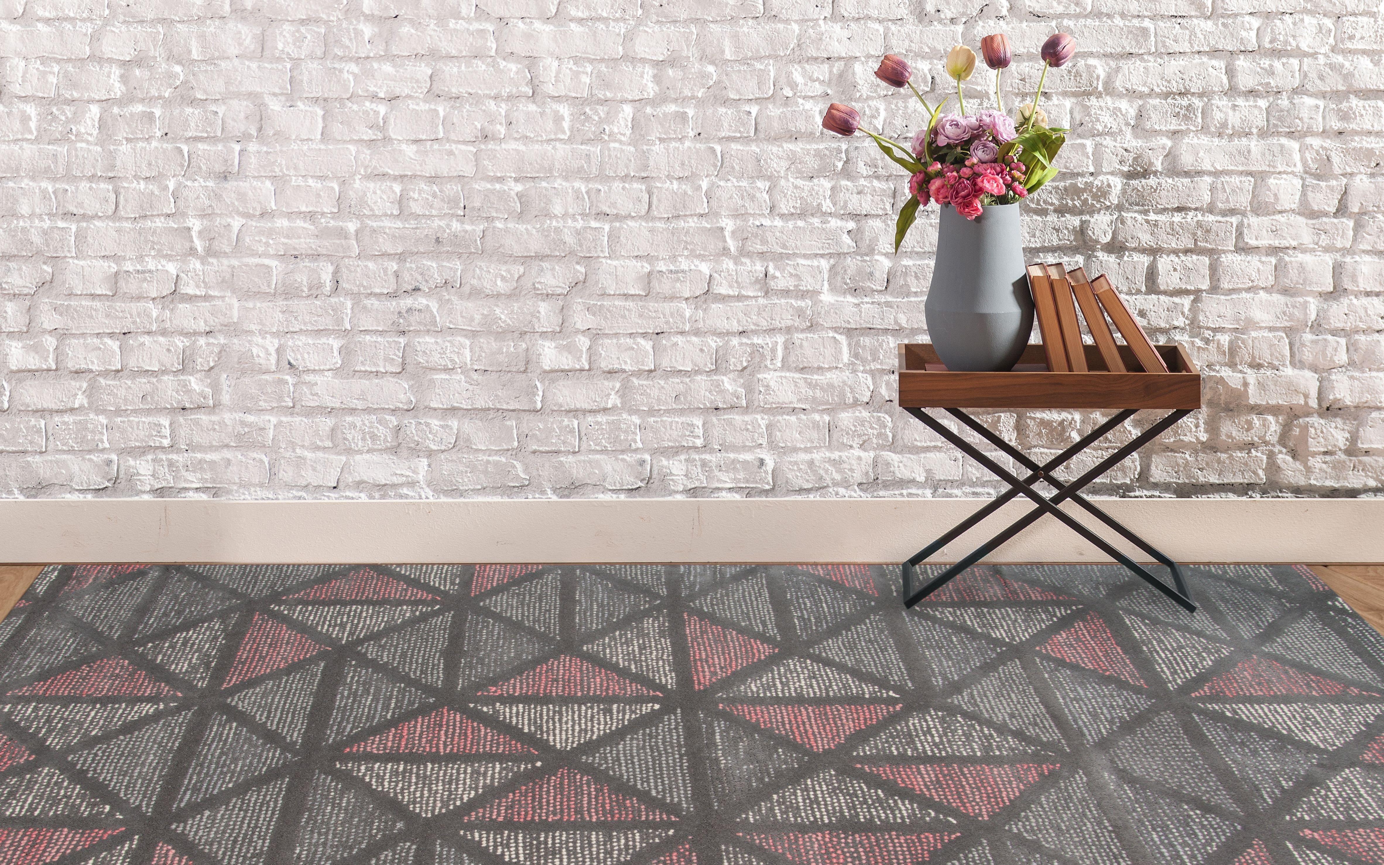 Peach Wool Vector 4x6 Feet Hand-Tufted Carpet - Rug - Ouch Cart