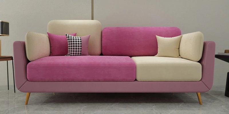 Velvet 3 Seater Sofa in Green & Beige Colour - Ouch Cart