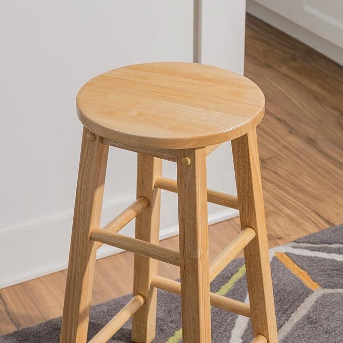 Natural Barstool with Round Seat, 24-Inch - Ouch Cart