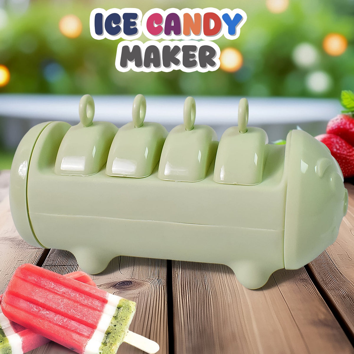 Plastic Ice Candy Maker 4 Compartment Grid Kulfi Candy (1 Pc) Wukusy