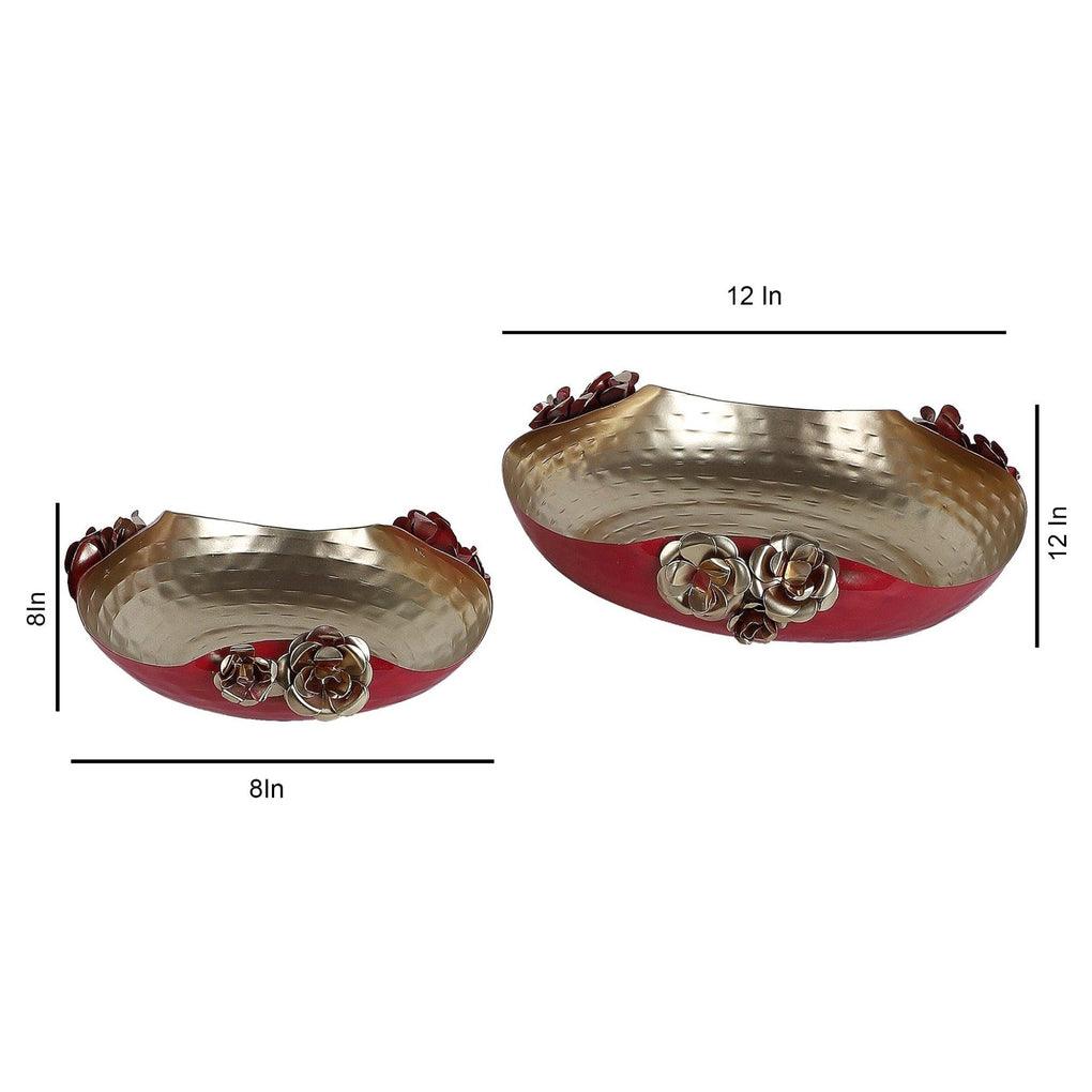 RED FLOERAL DESIGN TEALIGHT URLI | SET OF 2 - Ouch Cart
