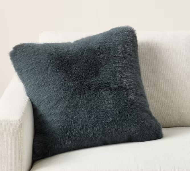 Fur Cushion Covers in Neutral Colours, Square Self-Design, Set of 5 OUCH CART