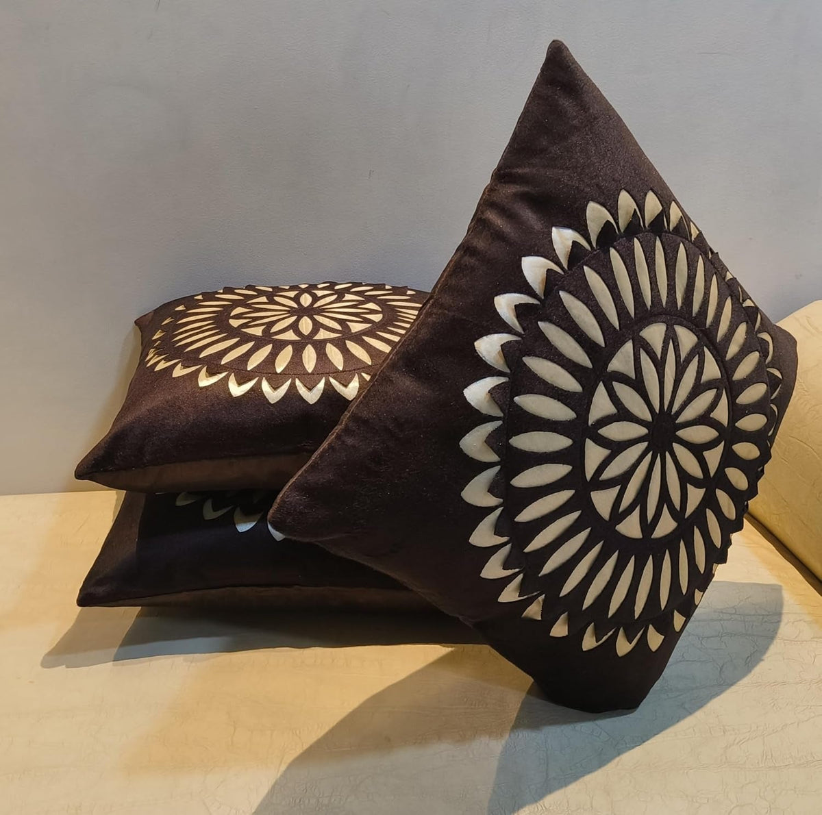 Floral Cushion Covers Set of 5, 16 x 16 Inch Velvet Square Covers for Sofa & Bedroom OUCH CART