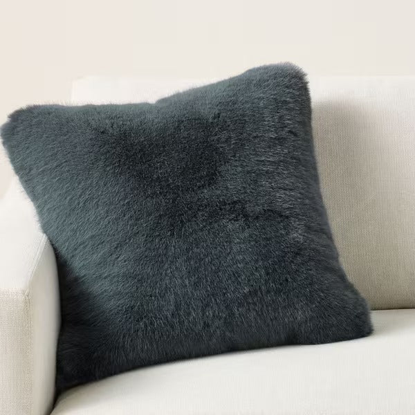 Fur Cushion Covers in Neutral Colours, Square Self-Design, Set of 5 OUCH CART