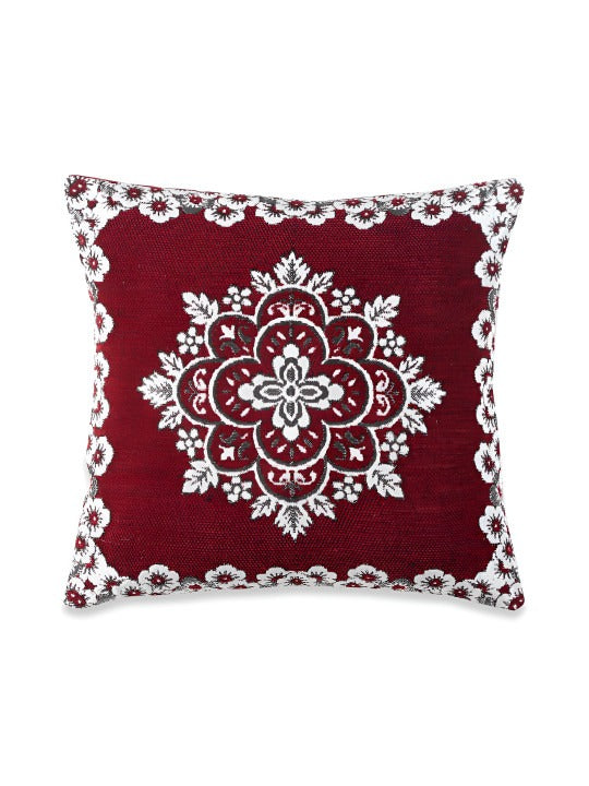 Maroon Embroidered Cushion Covers – Elegant Floral Design