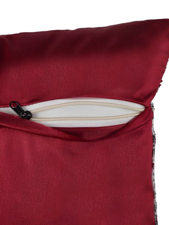 Maroon Embroidered Cushion Covers – Elegant Floral Design