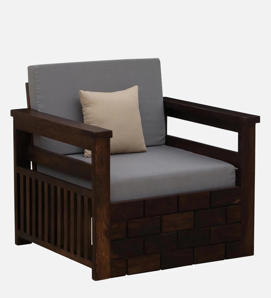 Sheesham Wood 1 Seater Sofa In Provincial Teak Finish - Ouch Cart