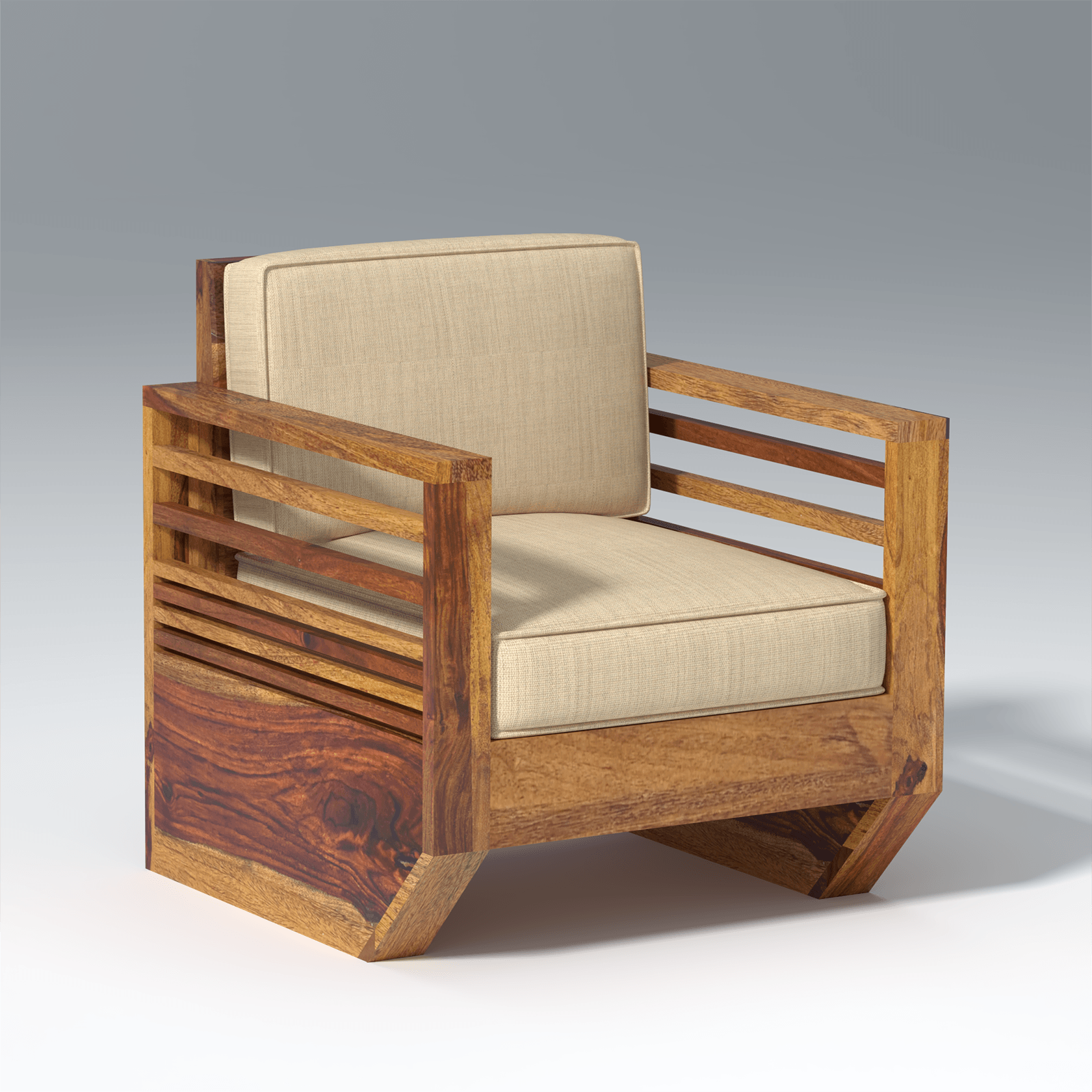 Plushify Sheesham Wood Sofa In Light Honey - Ouch Cart