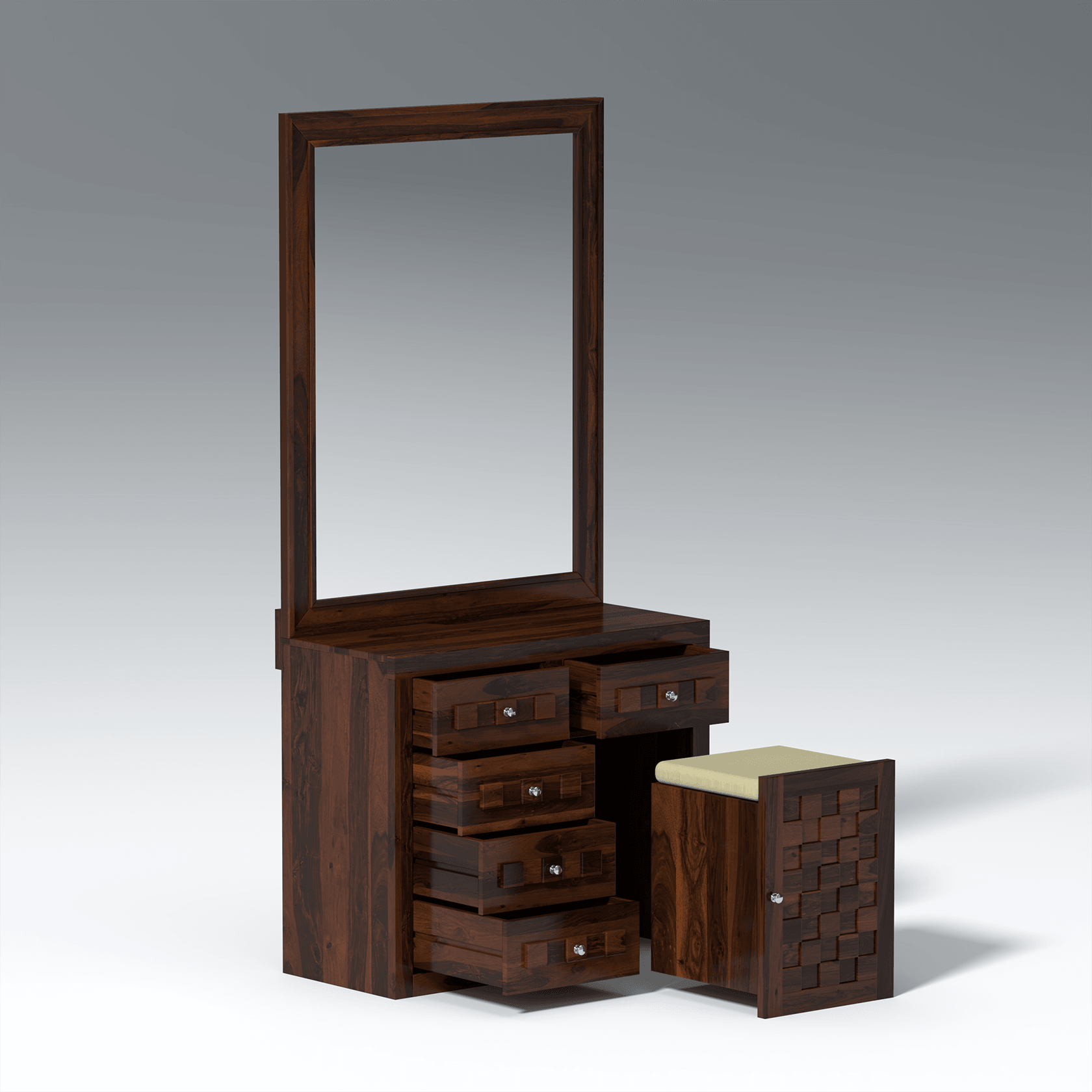 Eleca Sheesham Wood Dressing Table in Walnut color - Ouch Cart