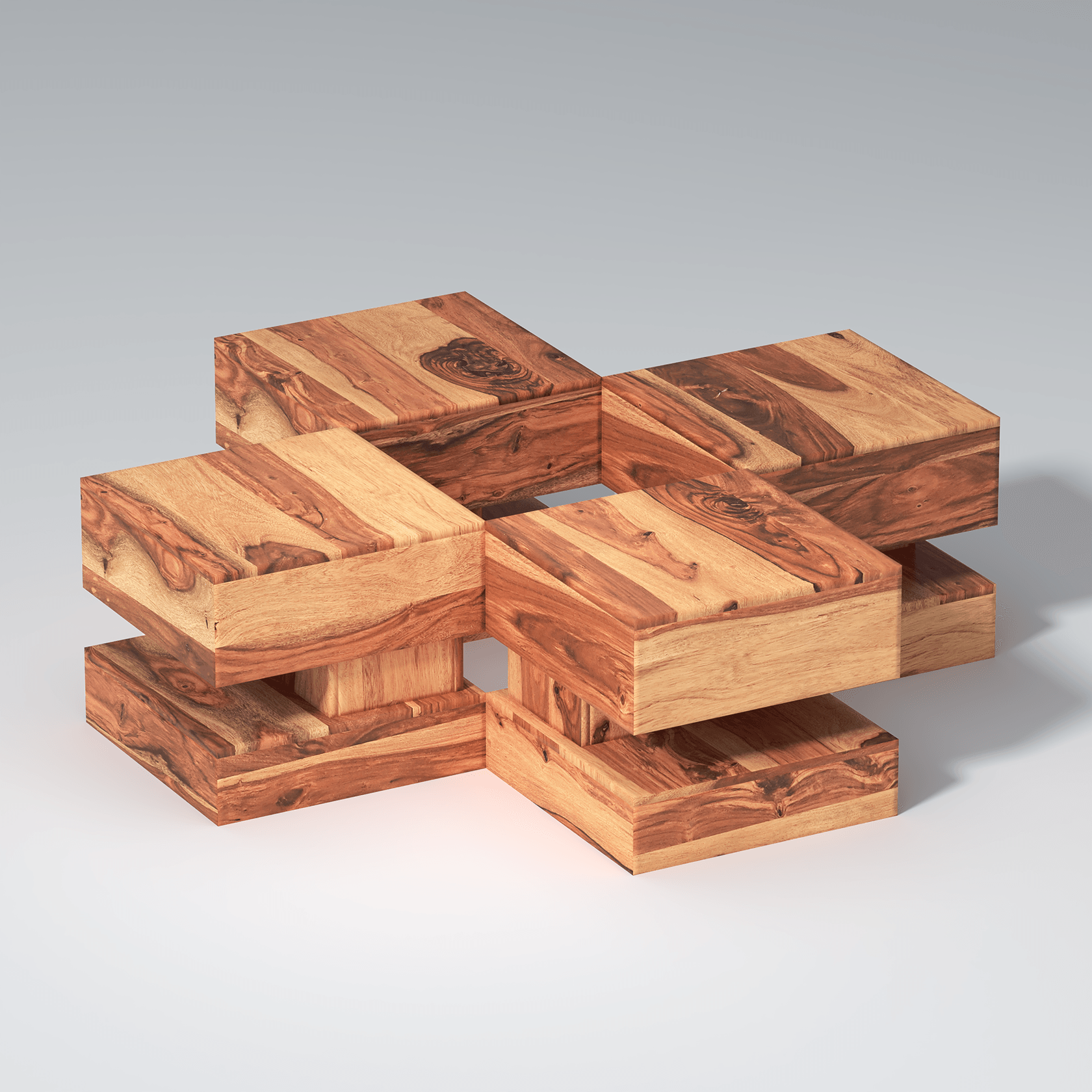 Perk Sheesham Wood Coffee Table In Light Reddish Honey Color - Ouch Cart