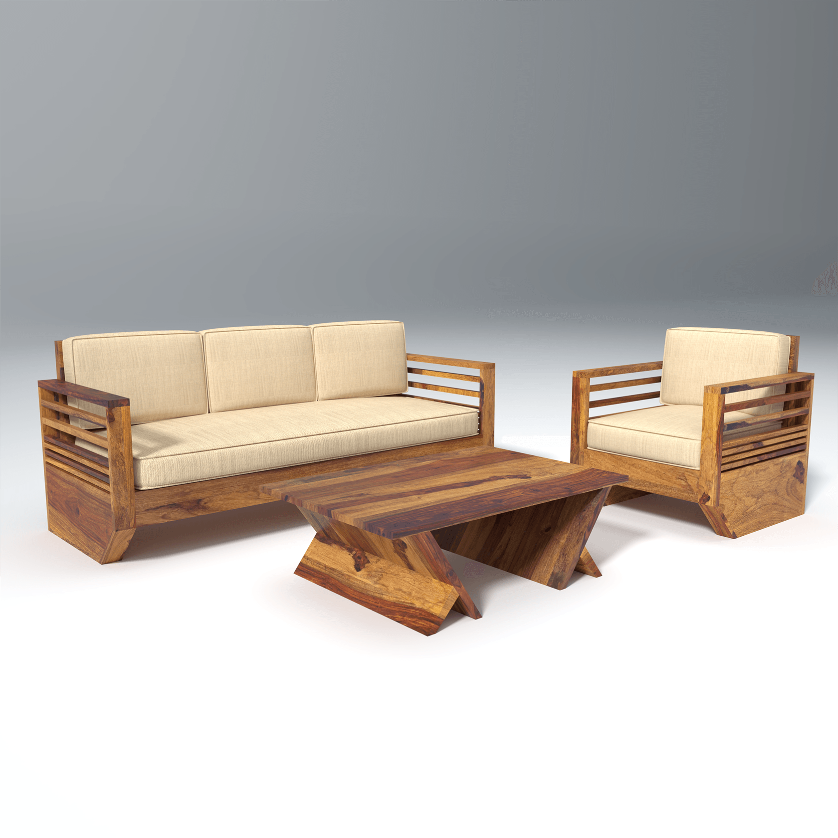 Plushify lounger Sofa Set with Coffee Table - Ouch Cart