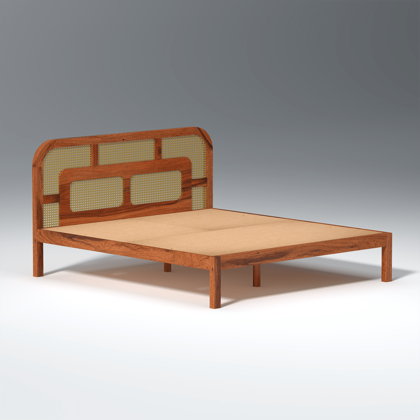 Zenitha Sheesham Wood Bed Without Storage in Maharani Colour - Ouch Cart