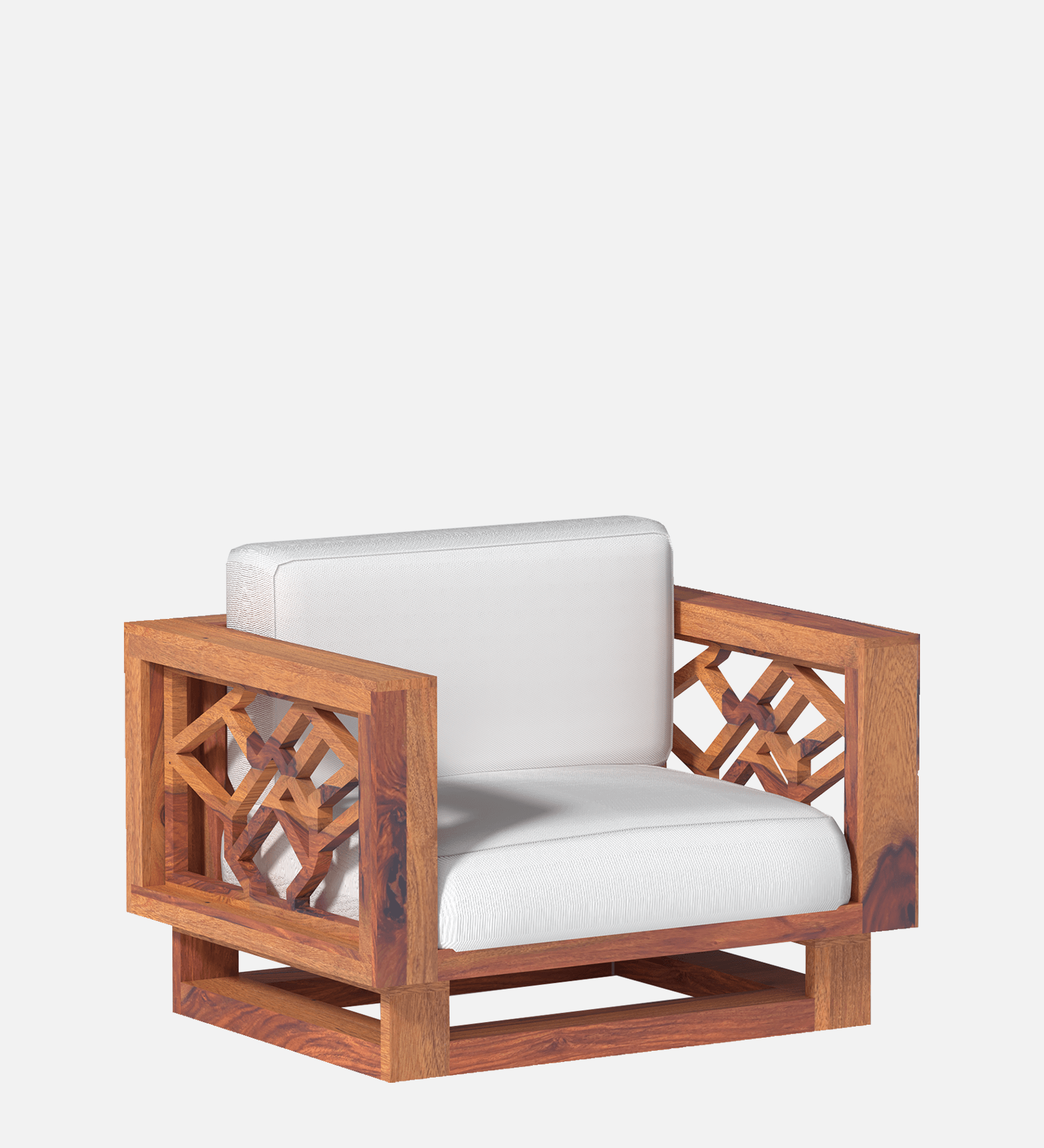 Cushy lounger Sheesham Wood Sofa In Reddish Walnut - Ouch Cart