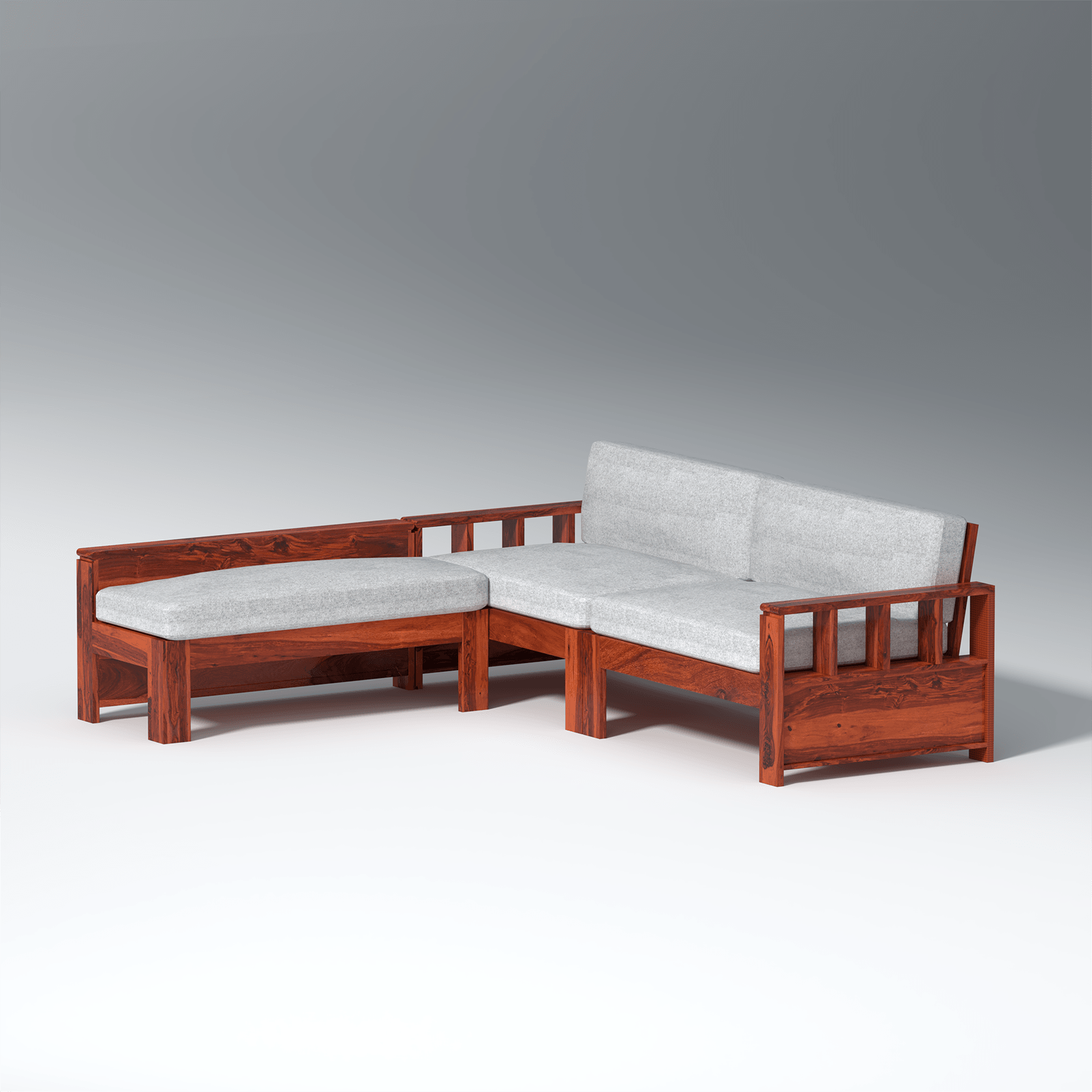 Eirini L Shape Sheesham Wood Sofa In Light Honey - Ouch Cart