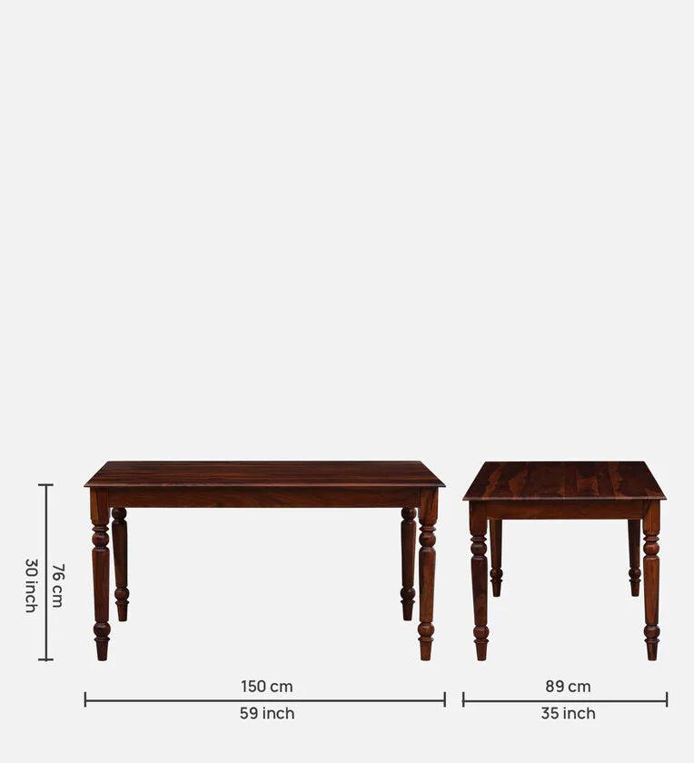 Solid Wood 6 Seater Dining Set in Scratch Resistant Honey Oak Finish - Ouch Cart
