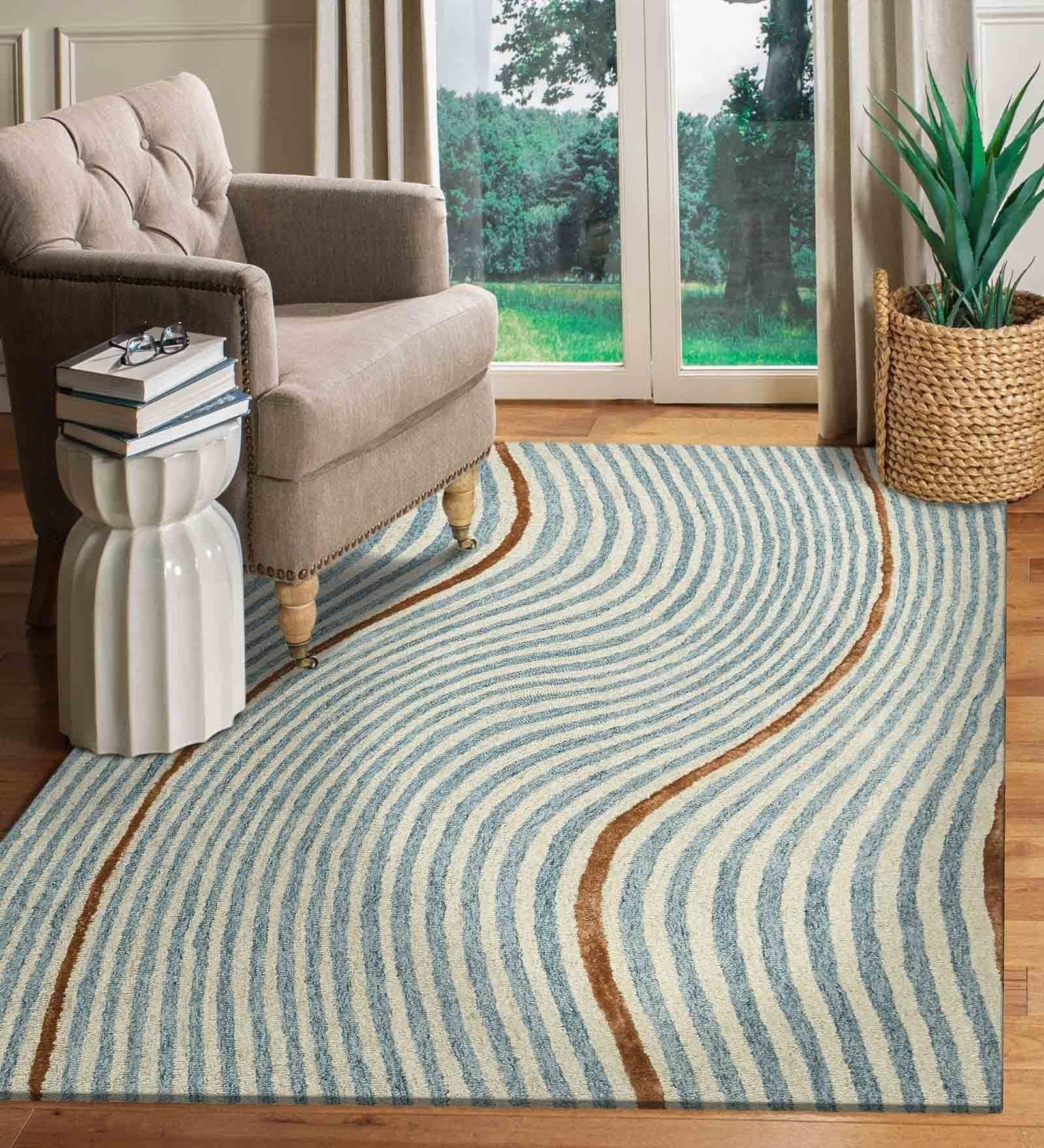 IVORY Wool & Viscose Canyan 4x6 Feet Hand-Tufted Carpet - Rug - Ouch Cart