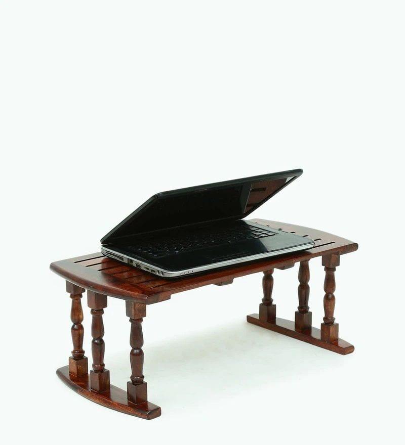 Sheesham Wood Breakfast Table | Laptop Table - Walnut Finish - Ouch Cart