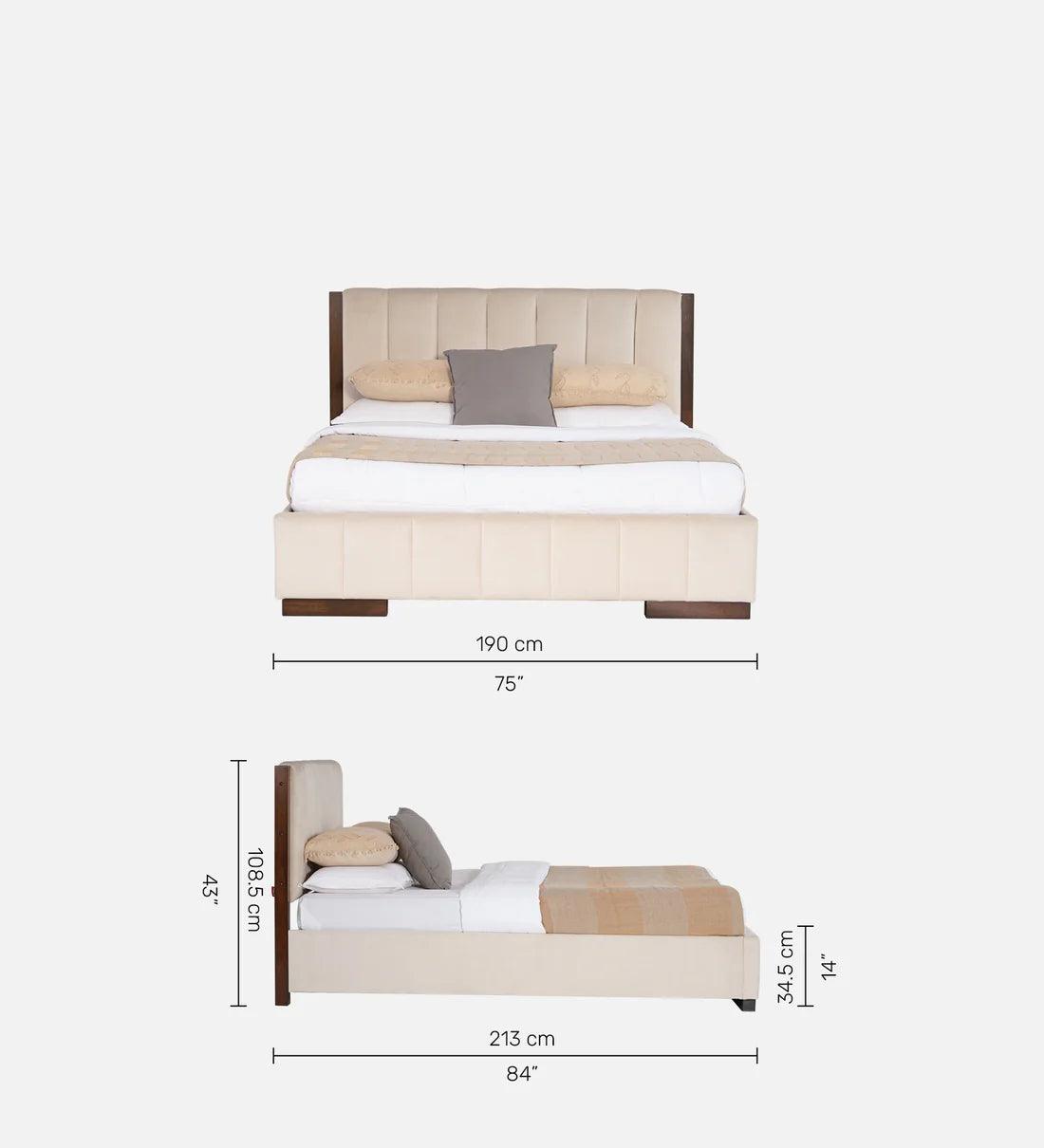 Fabric King Size Bed in Cream Colour - Ouch Cart