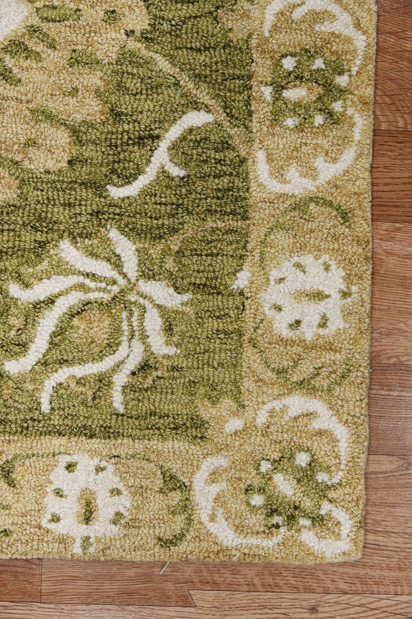 Olive Green Wool Romania 5x8 Feet Hand-Tufted Carpet - Rug - Ouch Cart