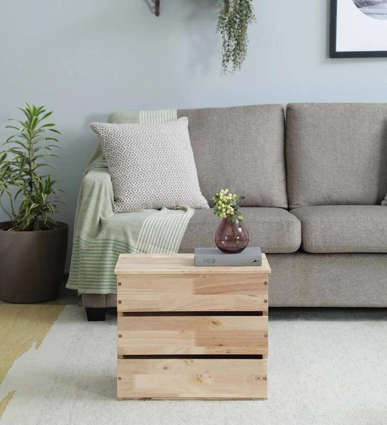Solid Wood Coffee Table In Natural Finish - Ouch Cart