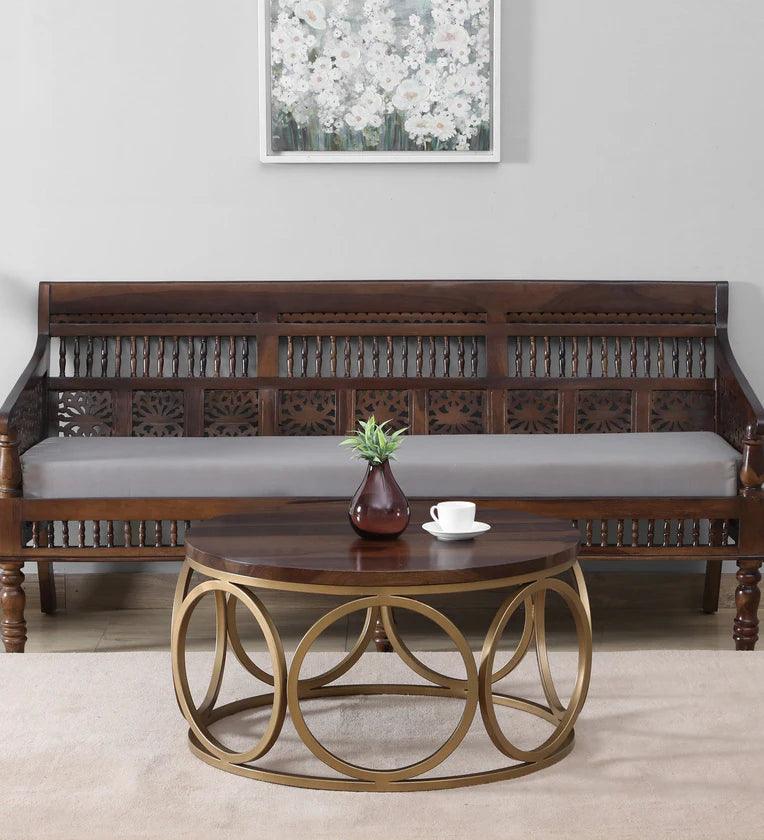 Metal Coffee Table In Matte Gold Finish - Ouch Cart