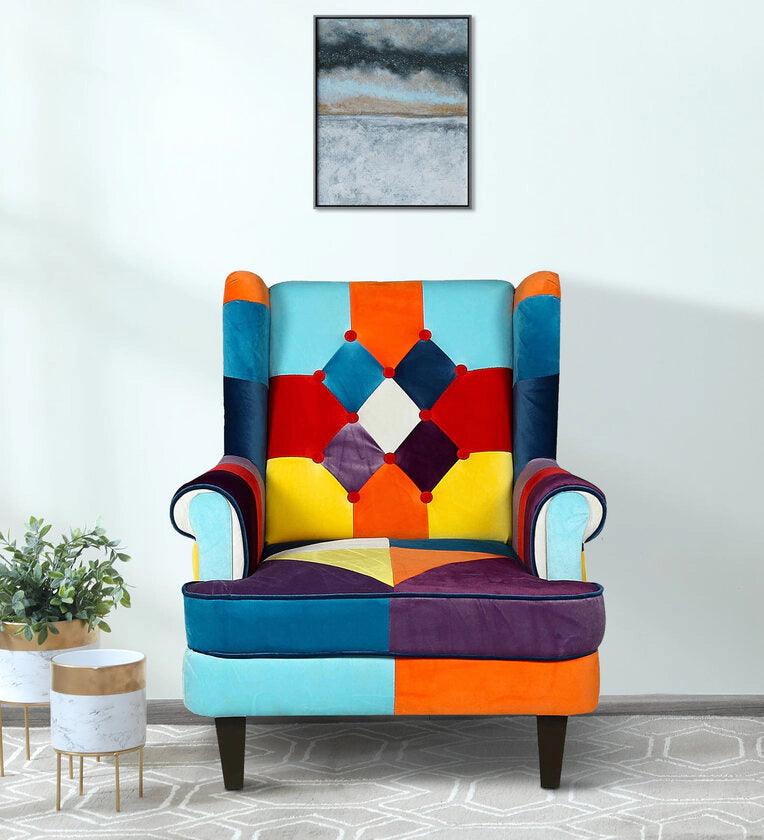 Velvet 1 Seater Sofa in Multi Colour - Ouch Cart | Armchair