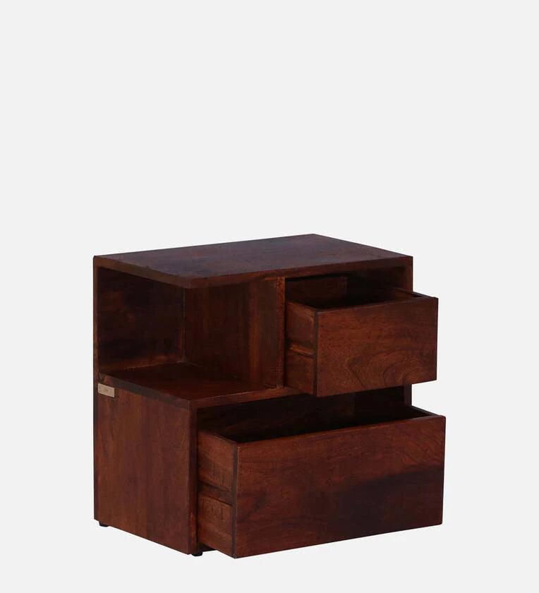Z Solid Wood Lhs Bedside Table In Honey Oak Finish With Drawers - Ouch Cart