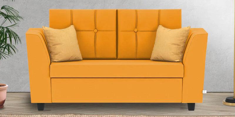 Velvet 2 Seater Sofa In Saffron Yellow Colour - Ouch Cart