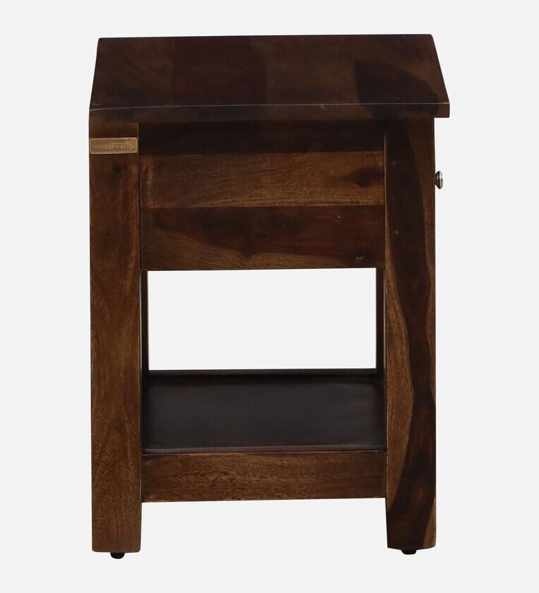 Sheesham Wood Bedside Table in Scratch Resistant Provincial Teak Finish With Drawer - Ouch Cart