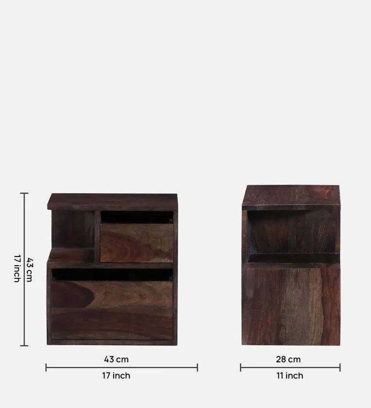 Sheesham Wood Lhs Bedside Table In Warm Chestnut Finish With Drawers - Ouch Cart