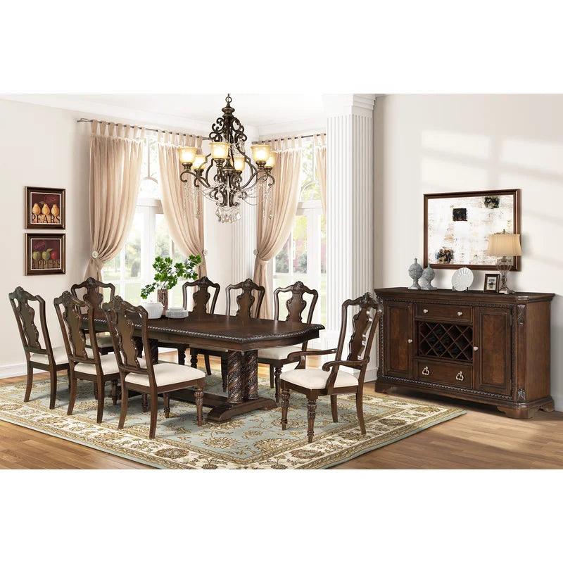 7 PC Dining Set W/ Expandable Trestle Table - Ouch Cart
