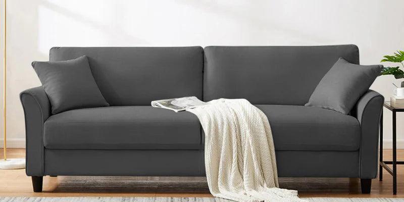 Velvet 3 Seater Sofa in Adam Black Colour - Ouch Cart