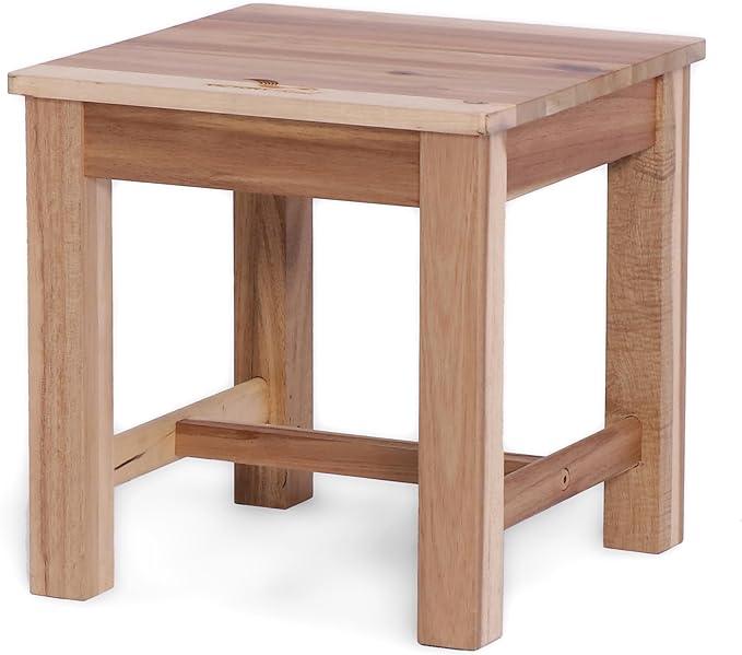 12 Inch Wooden Step Stool, Small Nature Beach Chair under Desk, Indoor Acacia Wood Short Footstool for Living Room, Kitchen, Bathroom - Ouch Cart
