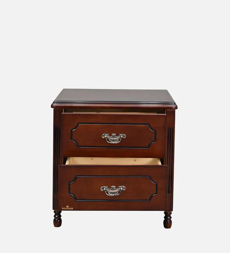 Solid Wood Bedside Table In Brown & Black Colour - Ouch Cart