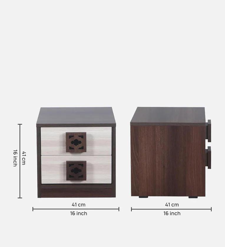 Bedside Table In Walnut Finish With Drawers - Ouch Cart