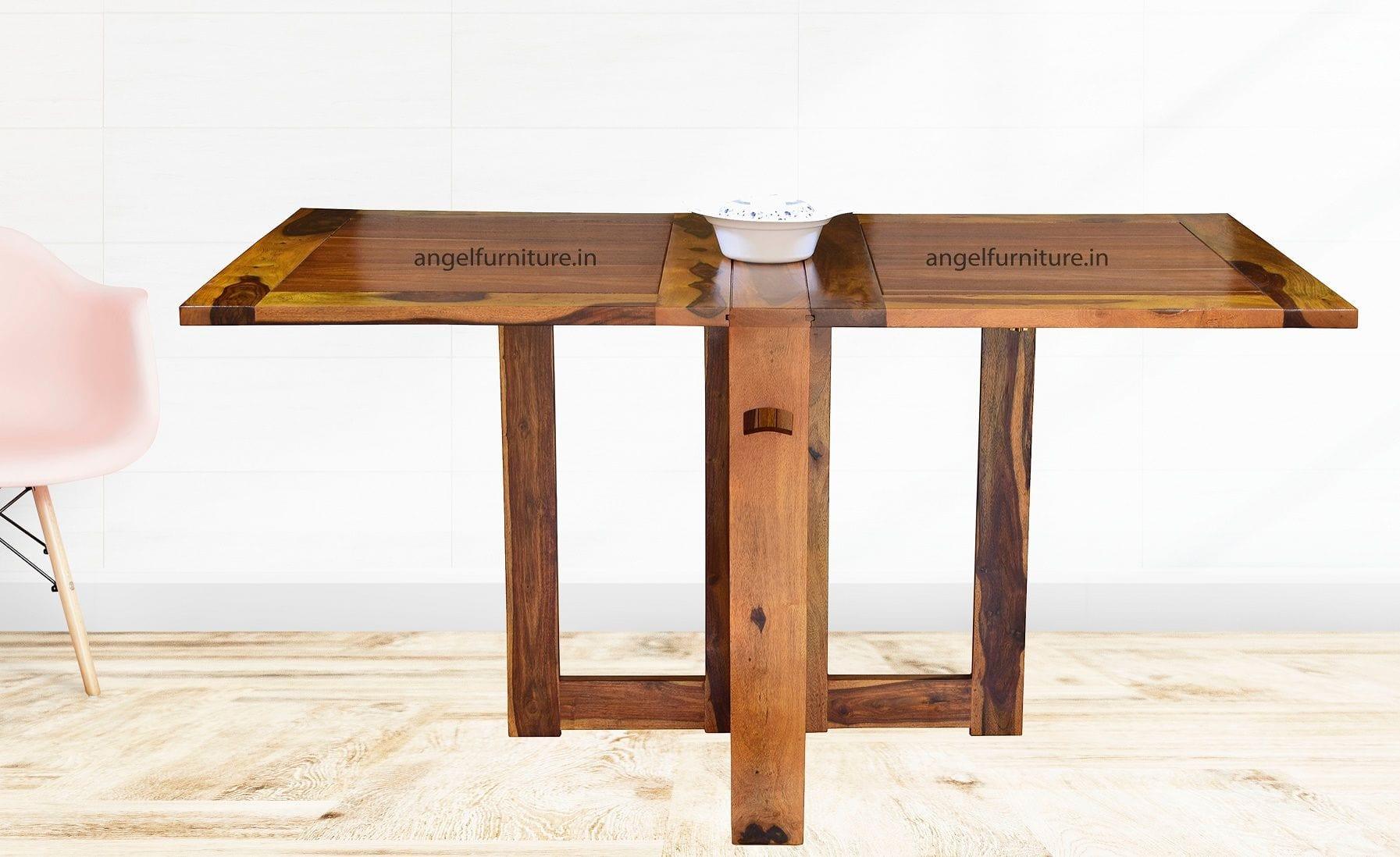 Sheesham Wood foldable dining table in honey finish - Ouch Cart